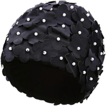 Blomstret badehætte til kvinder, blomsterbadehætte til damer, moderigtig badehætte, superelastisk badehætte, elastisk brusehætte