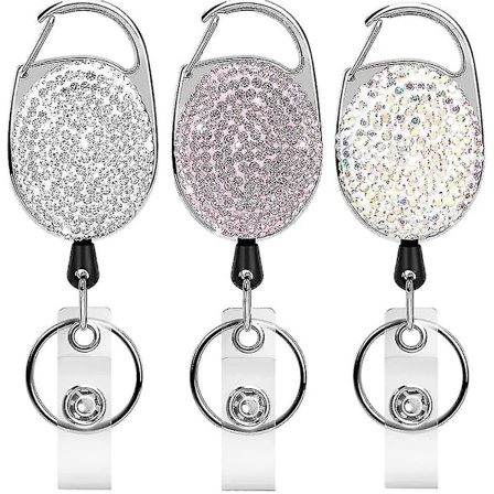 Udtrækkelig 3-delt ID-kortholder Jojo, udtrækkelig ID-kortholder nøglerulle nøglesnor udtrækkelig til nøgler, kortholder ID-kortholder