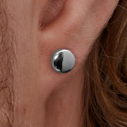 6mm sølvfarget stålørering for menn - Øredobber