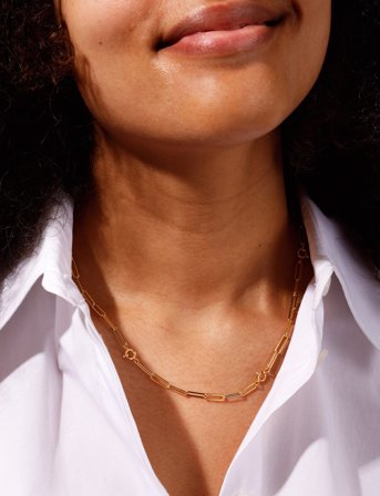 Design Letters Ruth Large Chunky Charm Lock Necklace, Gold Plated - Gold - ONE SIZE