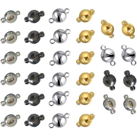 40 pakker smykker magnetisk låskonverter for halskjede armbånd smykkefremstilling, magnetiske funn (blanding 8mm)