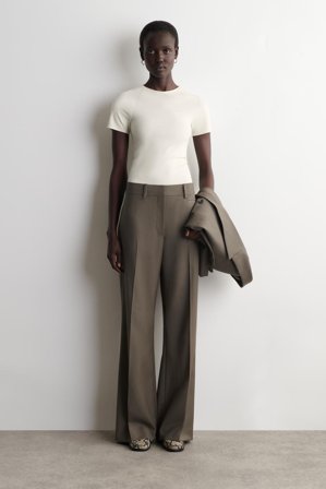 COS Women's T-Shirt In Jersey Interlock in Beige