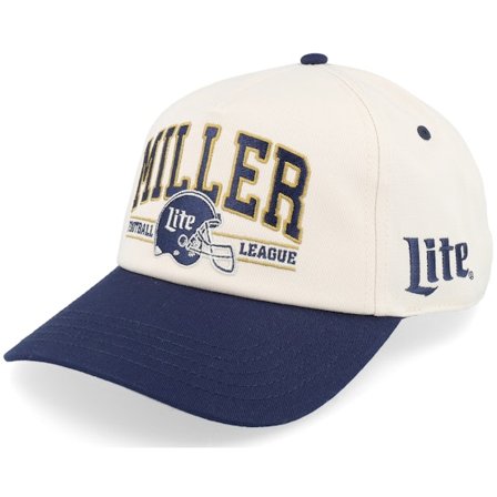 American Needle - Beige adjustable Caps - Miller Lite Roscoe Football Ivory/Navy A-Frame Adjustable @ Hatstore