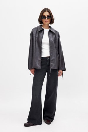 NA-KD Jeans med vida ben och låg midja - Low waist jeans - Svart - EU 42