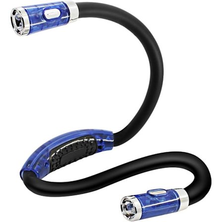 (blå) DLAND LED Boklys, Fleksibel Arm, Rundt Halsen, for Lesing