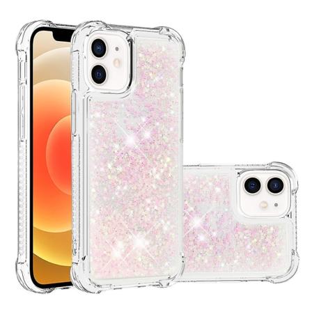 Iphone 12 Mini Case Glitter Flytende Transparent Glitrende Skinnende Bling Krystallklar Flytende Kvikksand Deksel Tpu Silikon - Lys Rosa