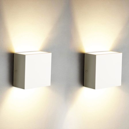 LED-vägglampa inomhus, set med 2, 3000K LED-vägglampa, 6W varmvit L