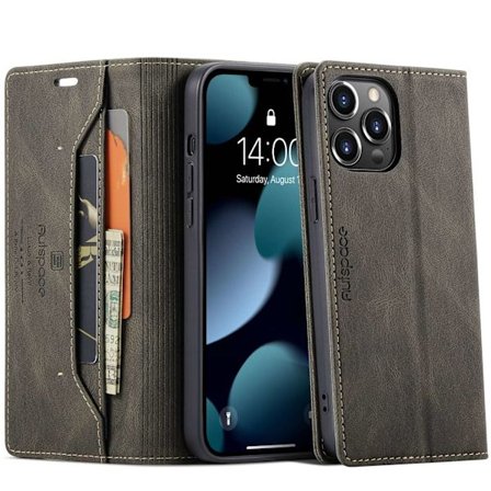 Kotelo Samsung A54 5G ruskea nahka, jossa läppä ja magneettikorttipaikka