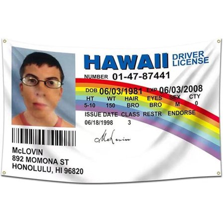 ID-flagga 3x5 fot falskt körkort banderoll, väggflagga med 4 mässingsöglor