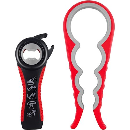 2-delad manuell burköppnare, multifunktionell 5-i-1-flasköppnare,