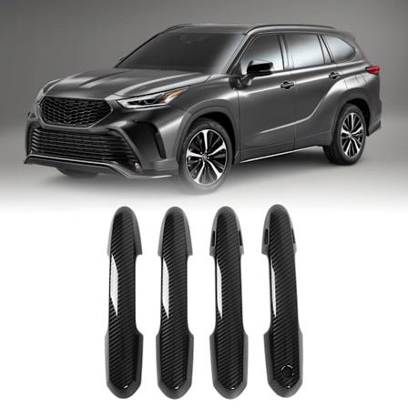 4 kpl Kiilt v n Mustan Hiilikuituisen Ulko-Ovenkahvan Peite Vaihto Highlanderille 2020 2021 2022