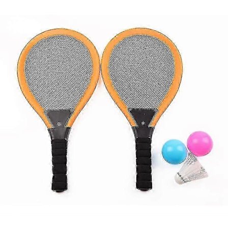 Badmintonsæt til børn med 2 ketsjere, bløde træningsbolde og badmintonfjerbold - Junior tennisketsjer legesæt strandlegetøj