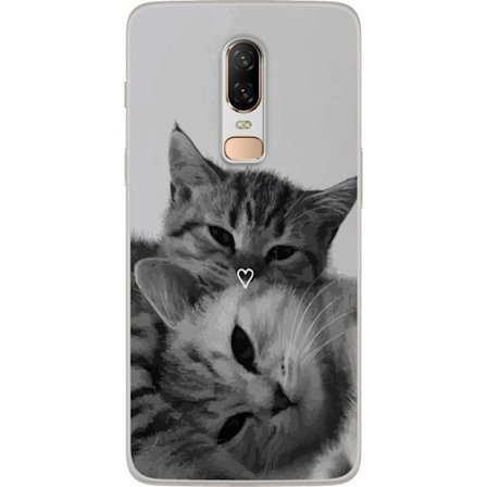 Kompatibelt Mobildeksel til OnePlus 6 Katt Hjerte