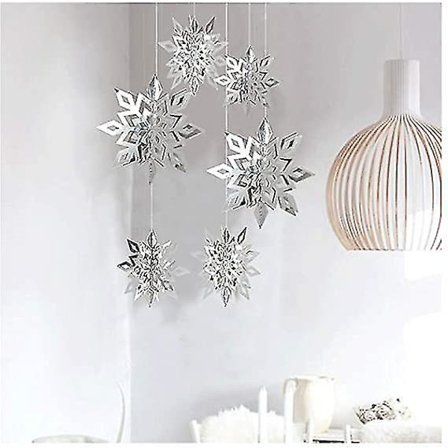 6 stk. 3D Hul Snefnug Hængende Papir Dekoration