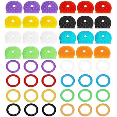 48 stk. 8 Assorterede Farver Nøglehætter til Hjemmet Holdbare Identifikationsringe Tilbehør