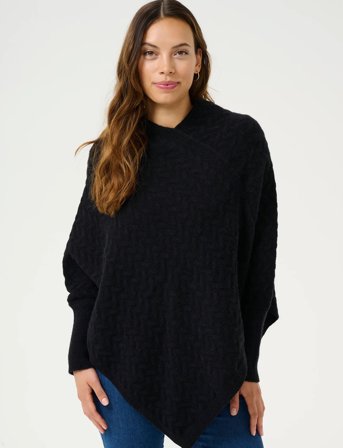 Kaffe Kavinnie Poncho - Black - ONE SIZE