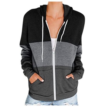 IC Sidefeel Jentegenser med glidelås og hette, avslappet jakke