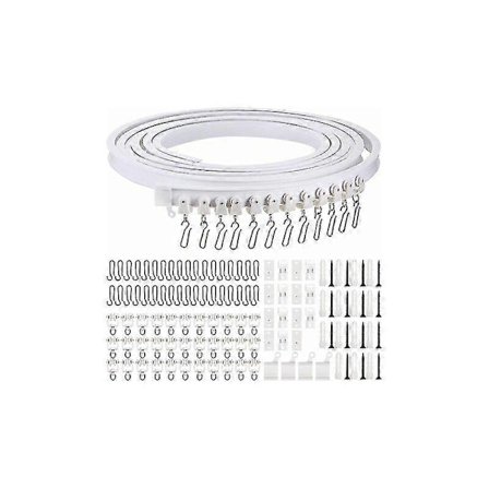 Meter Vikbar Tak Böjd Gardinskena Flexibel Böjd Gardinskena Mjuk Gardinskena för Gardinskena med Metall Gardinkrokar, Rumsavdelare