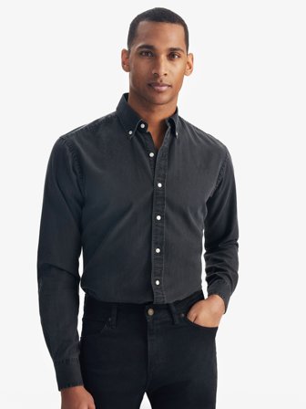 John Henric Men's Black Denim Shirt Size 46