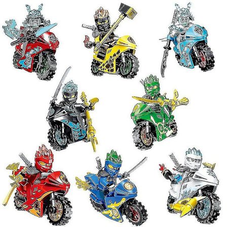 8 st Ninja Motorcykel Set Minifigur Ninja Mini Figur Byggklossar Leksak Lämplig för VA