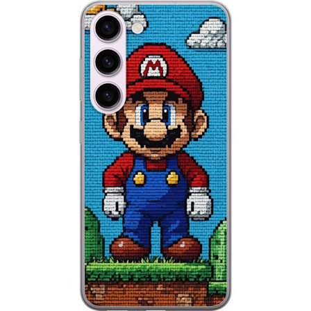 Yhteensopiva Puhelinkuori Samsung Galaxy S23 Super Mario juliste Nintendo retro pelihahmo 8bit pikselitaide klassinen pelisankari muuri design taidett