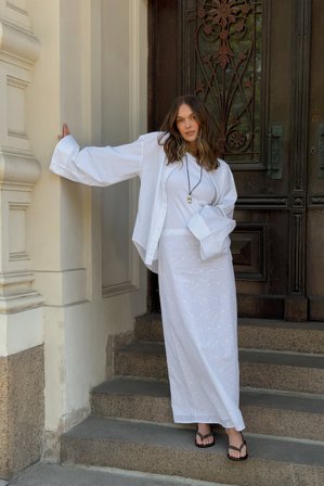 Moa Mattsson x NA-KD - Anglaise maxiskjørt - Sommersett - Hvit - EU 42