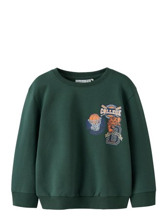name it Nmmleland Ls Nreg Sweat Box Bru - Green - 98
