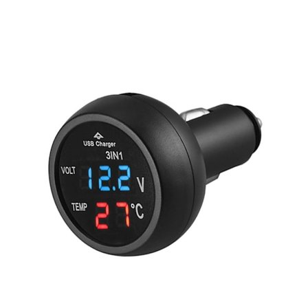 LCD-mätare Monitor USB Bil Laddare BLÅ