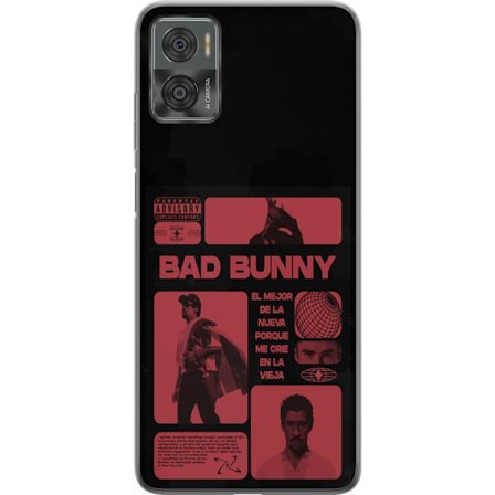 Kompatibel Mobilcover til Motorola Moto E22i Bad Bunny NFL-inspireret skjoldlogo med amerikansk fodbold og stjerner