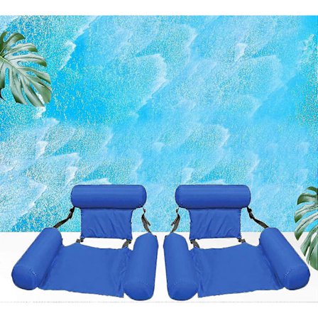 pool hammock flytande säng portabel hopfällbar uppblåsbar strandsäng vattensport solstol (2-pack blå)