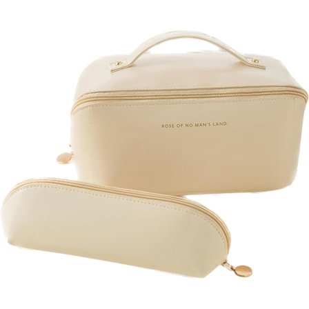 Makeup taske til kvinder Kosmetik tasker sæt Makeup taske arrangør med rum Rejse toilettasker med håndtag Bærbar lynlås til kvinder - Hvid