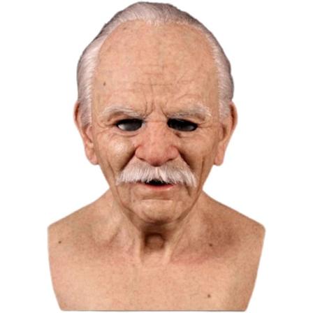 Halloween Gammelmannsmaske, Den Eldre Gubben Hodeplagg Realistisk Silikonmaske Helhode Knepig Rekvisitt Hvit Skjegg Med Hår White Beard With Hair