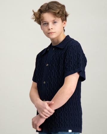 Les Deux Garret Knitted Shirt Kids Blau Pullover Jungen - Kidsbrandstore