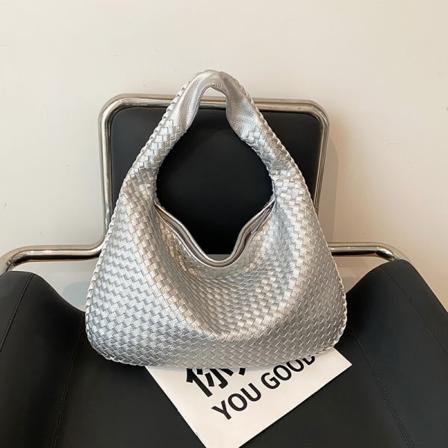 Håndtaske Designer Vævet Høj Kvalitet Skuldertaske Til Kvinder Luksus Læder Stor Kapacitet Håndtaske Casual Håndtaske Til Kvinder Grå grey