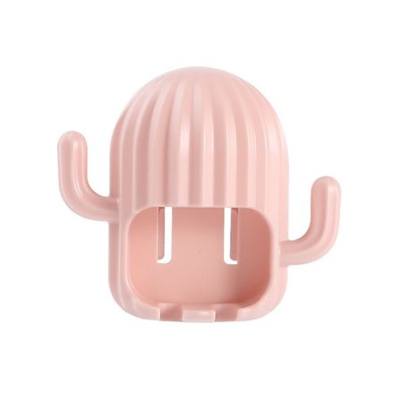 Tandborsthållare Väggmonterad Elektrisk Tandborsthållare Kaktuskrok Kreativ Dränering Skapa Hylla Tandborste Organizer Badrum Hylla Tillbehör (rosa