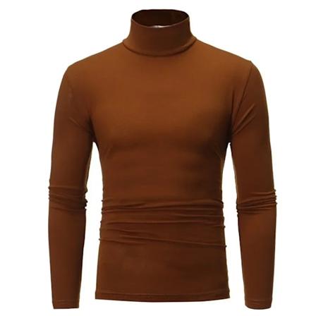 Langærmet T-shirt Termisk Underundertøj Topper Mænd Vintertøj Termisk Skjorte Efterår Mænds Vinterstrømper Høj Hals Tynd Slim Fit Style3 Coffee L
