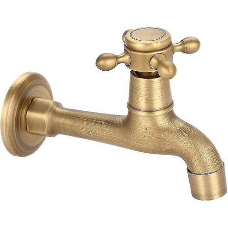 Wall Mounted Vintage Solid Brass Faucet Water Tap For Kitchen Sink Mop Pool(long)