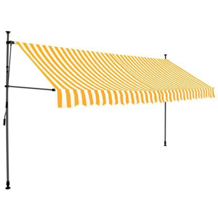 Vidaxl Markis Manuellt Infällbar Med Led 350 Cm Vit Och Orange Multifärg