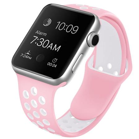 Apple Watch Kompatibelt Sport Armband Silikon Rosa/vit 42/44/45m Pink S
