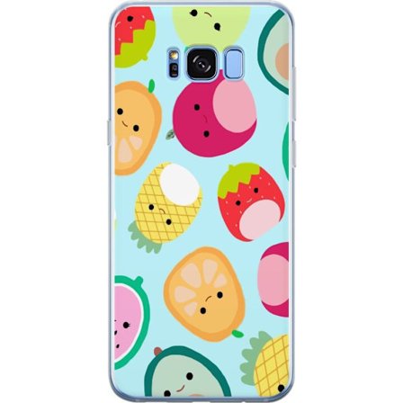 Kompatibelt Mobildeksel til Samsung Galaxy S8+ Mønster av kawaii-frukter som jordbær sitron ananas og avocado på lyseblå bakgrunn