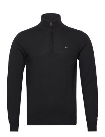 Kian Knitted Sweater Sport Knitwear Half Zip Jumpers Black J. Lindeberg