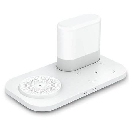 Trådlös laddare med nattlampa och snabbladdning - kompatibel med iPhone Samsung etc