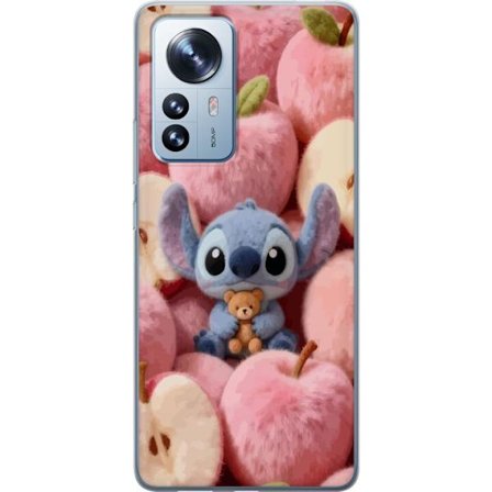 Kompatibelt Mobildeksel til Xiaomi 12 Pro Stitch blant rosa fluffy epler med teddy og søt kawaii-estetikk