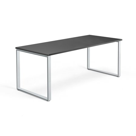 Schreibtisch QBUS, O-Gestell, 1800 x 800 mm, Silber/schwarz