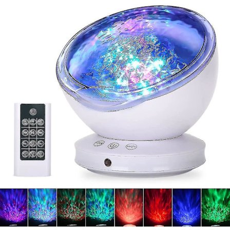 Ocean Wave Projektor 12 LED Fjernbetjening Natlampe