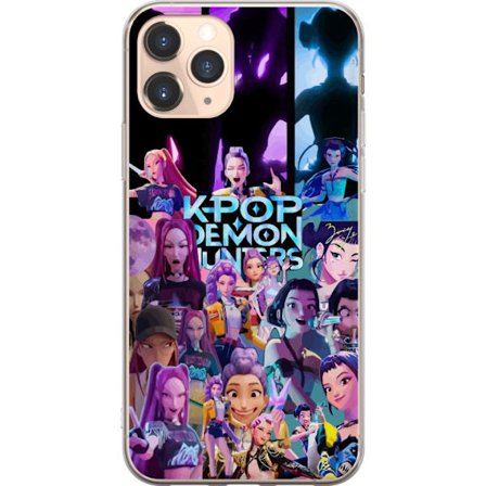 Apple iPhone 11 Pro Genomskinligt Skal K-Pop Demon Hunters kollage med färgglada karaktärer i en anime-inspirerad stil och futuristisk energi som sk