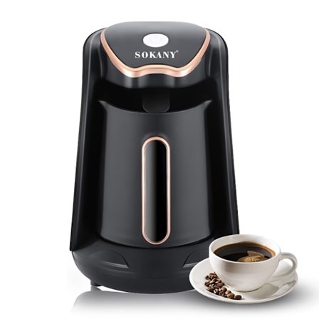 SOKANY Elektrisk Tyrkisk Espresso Kaffemaskin med 250ml Varmende Kaffekanne, 600W, 5-Minutters Rask Tilberedning, Induksjons Anti-drypp Funksjon