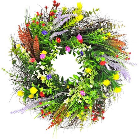 Dørkrans Kunstige Blomster Bordkrans Dekoration Forårs Blomsterguirlande til Hoveddør Stue Væg Have Bryllupsfest Diameter Ca. 35