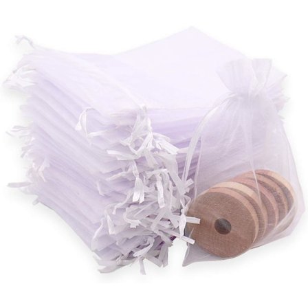 Hvide 100 stk. 10 x 15 cm Organza Gaveposer med Snøre, Smykkeposer, Perfekt til Smykkegaver, Slik Bryllupper