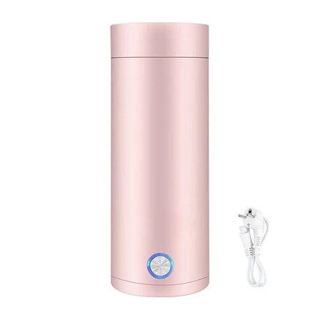 /NN/ Mini-vedenkeitin ja mini-termos, kannettava sähkövedenkeitin, kannettava sähköinen matkavedenkeitin vaaleanpunainen{F2}